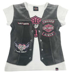 Harley-Davidson® Camisa de manga corta con chaleco de motocicletas impreso por niña 2/4 años Ref.