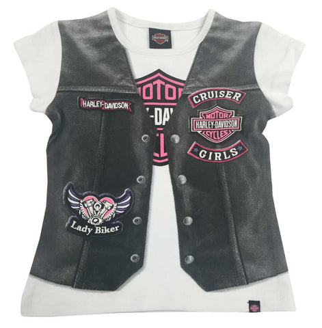 Harley-Davidson® short-sleeved shirt with motorcycle vest printed by girl 2/4 years ref. 1020627