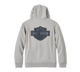 HARLEY DAVIDSON Felpa con cappuccio e cerniera Bar & Shield foderata in tartan - Grey Heather REF.96009-25VM