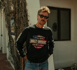 HARLEY DAVIDSON Camicia a maniche lunghe da uomo con stelle e strisce - Harley Black REF.96178-26VM