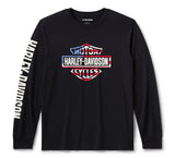 HARLEY DAVIDSON Camicia a maniche lunghe da uomo con stelle e strisce - Harley Black REF.96178-26VM