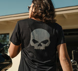 HARLEY DAVIDSON Maglia a V Willie G Skull Bling da donna - Harley Black REF.96333-26VW