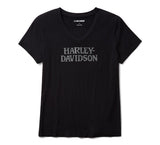 HARLEY DAVIDSON Maglia a V Willie G Skull Bling da donna - Harley Black REF.96333-26VW