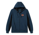 HARLEY DAVIDSON Sweat à capuche zippé H-D Essential pour hommes - Colorblock - Minuit et Harley Noir REF.96423-26VM