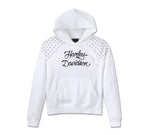 HARLEY DAVIDSON Felpa con cappuccio pullover da donna con borchie - Bright White REF.96571-24VW