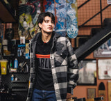 HARLEY DAVIDSON Traveler hooded shirt jacket - Plaid - Asphalt & Harley Black REF.96806-25VM