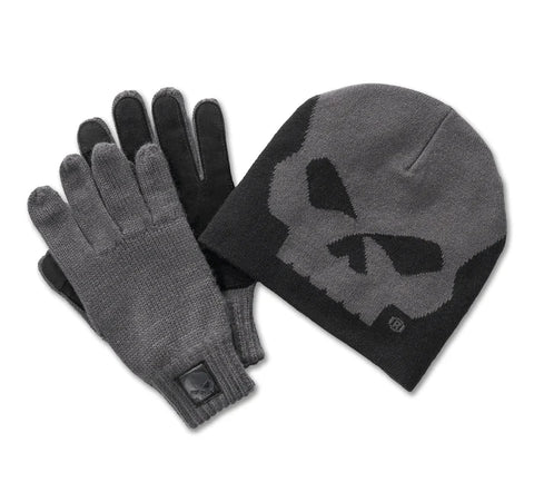 HARLEY DAVIDSON Set regalo beanie e guanti Willie G Skull - Blackened Pearl REF.97657-25VM