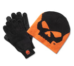 HARLEY DAVIDSON Set regalo beanie e guanti Willie G Skull - Harley Orange REF.97658-25VM