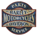 Harley-Davidson® Parts & Service Artistic Metal Metal cartel aged with two tires-Blue Ref.HDL-15523