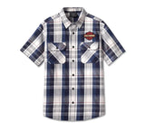 Harley davidson Camicia plaid Bar & Shield da uomo - Plaid tinto in filo - Peacot ref. 96617-23VM