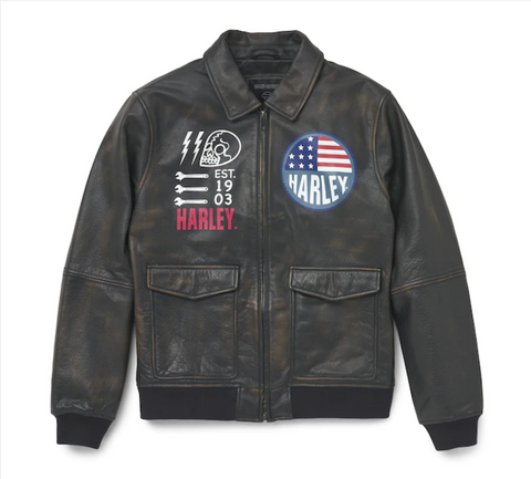 Harley-Davidson Jacke-Casual Lederjacke, Leder, brauner Schiedsrichter. 97017-22VM