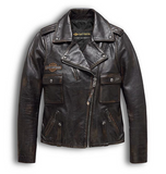 Harley-Davidson® Giacca da motociclista in pelle invecchiata  da donna | Grafica con logo aquila - 98076-19VW