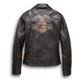 Harley-Davidson® Giacca da motociclista in pelle invecchiata  da donna | Grafica con logo aquila - 98076-19VW